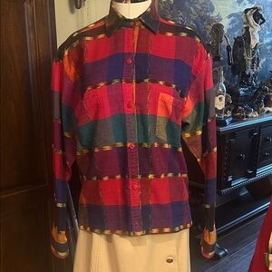 Vintage Scott Taylor Sz L Color-block Plaid Western Button-Up Shirt Red GVC